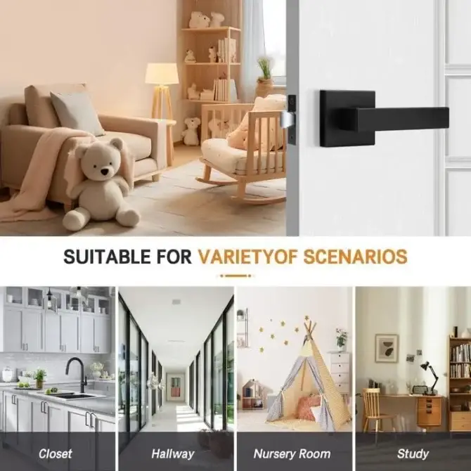 Door Handle Matte Black Square Passage