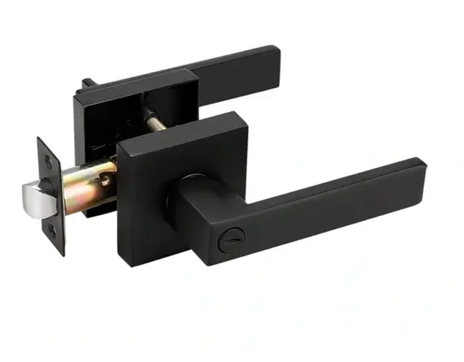 Door Handle Matte Black Square Privacy