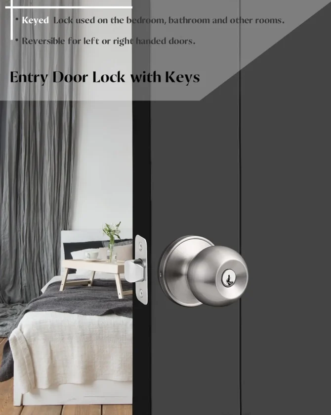 Door Handle Key Lock - Satin Nickel