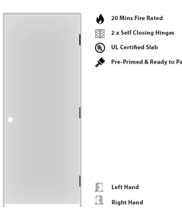 Prehung interior door with fire rated slab. Fire rated 20 minutes