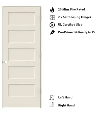 Prehung Door Conmore - 5 panel fire rated door - brand new with self closing hinges.