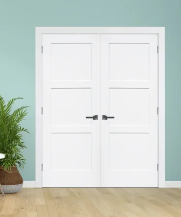 3 Panel shaker solid core interior door Black Hinges With Handle