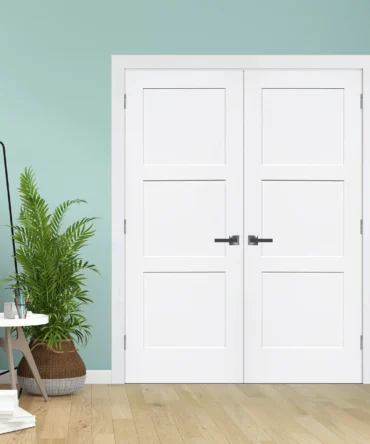 3 Panel Shaker Solid Core Interior Door Silver Hinges with Handle