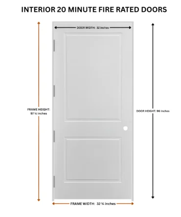 32x96 Fire Rated Door – 20 Min 2 Panel Interior Door - dimensions