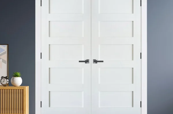 5 Panel shaker solid core interior door slab black hinges with handle