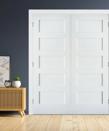 5 Panel Shaker Solid Core Interior Door Slab Silver Hinges without Handle