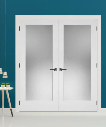Frosted Glass One Panel Door Black Hinges with Handle