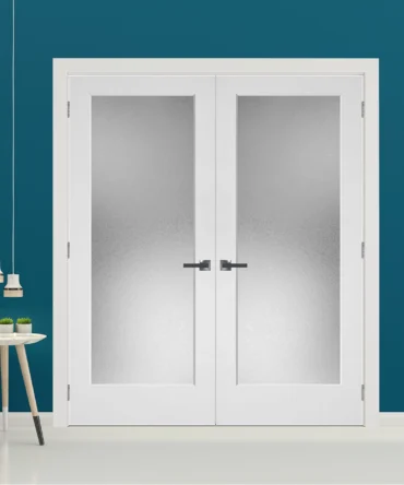 Frosted Glass One Panel Door Black Hinges With Handle