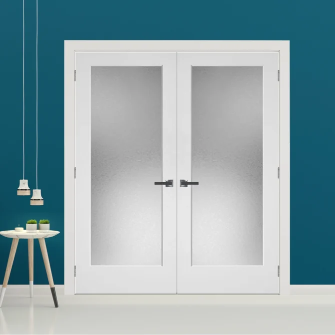 Frosted Glass One Panel Door Black Hinges With Handle