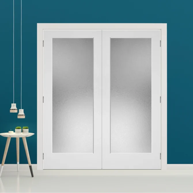 Frosted Glass One Panel Door Black Hinges With Handle
