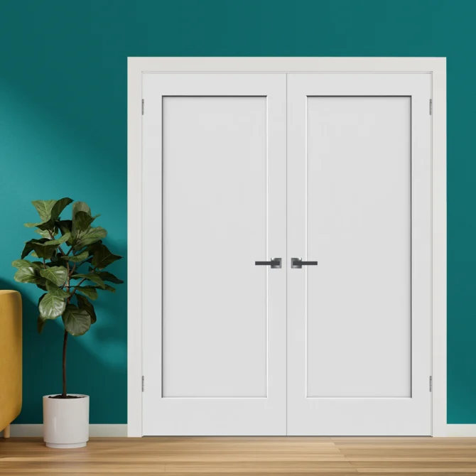 One Panel Shaker Hollow Core Door Silver Hinges with Handle