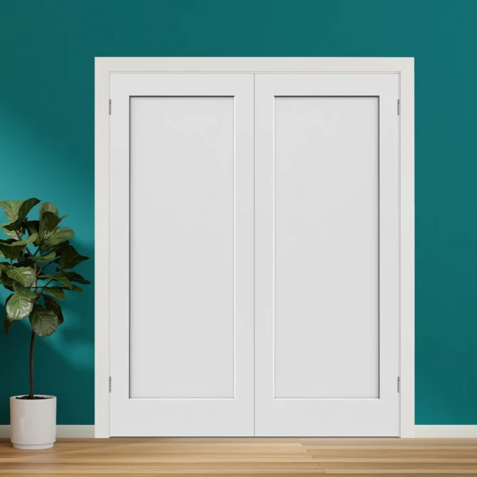 One Panel Shaker Hollow Core Door Black Hinges With Handle
