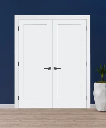 One Panel Shaker Solid Core Door Black Hinges With Handle