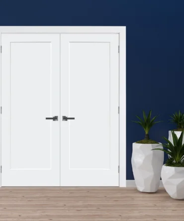 One Panel Shaker Solid Core Door Silver Hinges without Handle