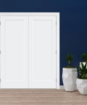 One Panel Shaker Solid Core Door Silver Hinges without Handle