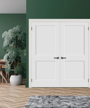 Two Panel Shaker Hollow Door Black Hinges with Handle