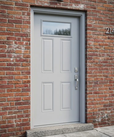 Clear 1 Lite - Primed Steel Pre hung Entrance Door - 2210 Glass