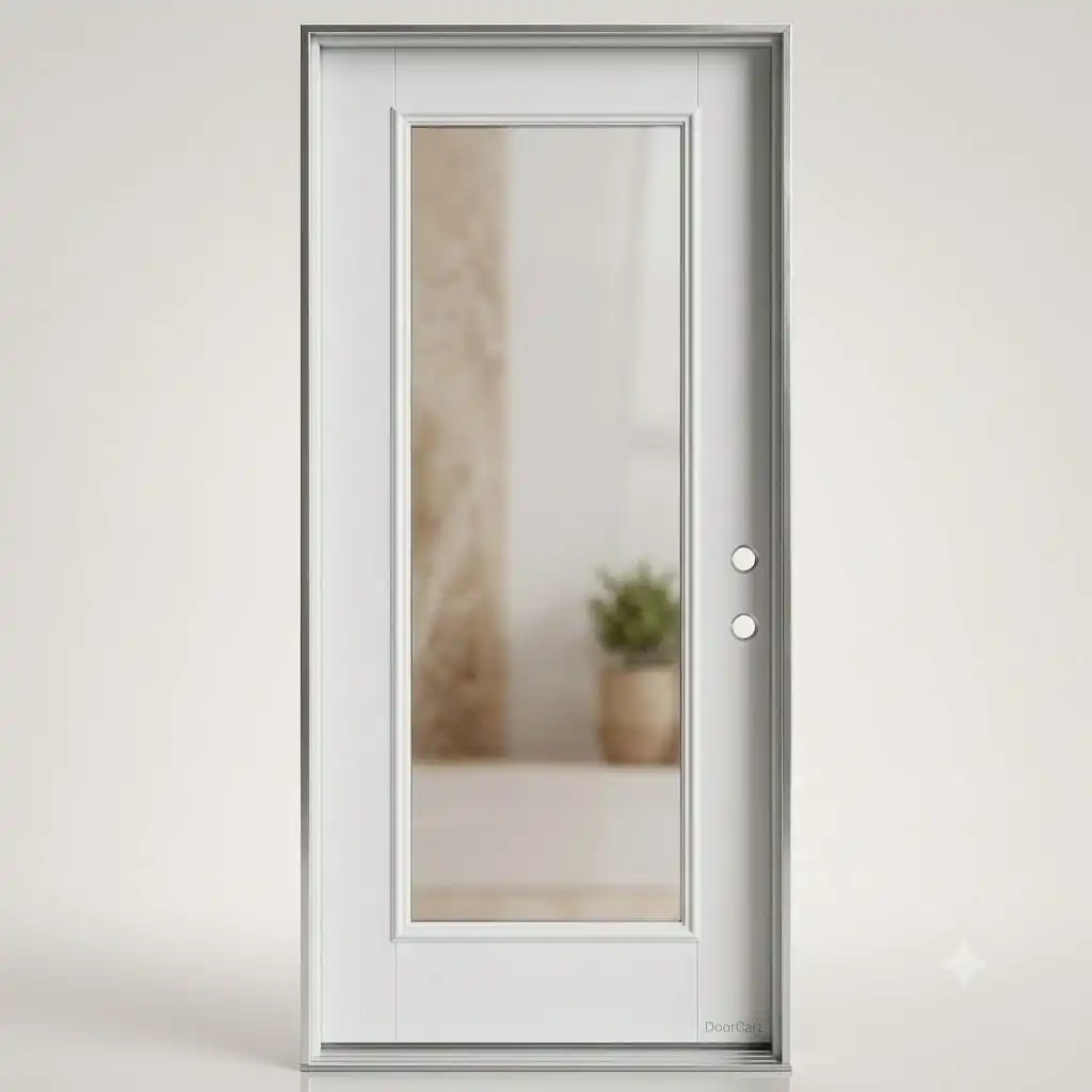 Clear full lite steel door